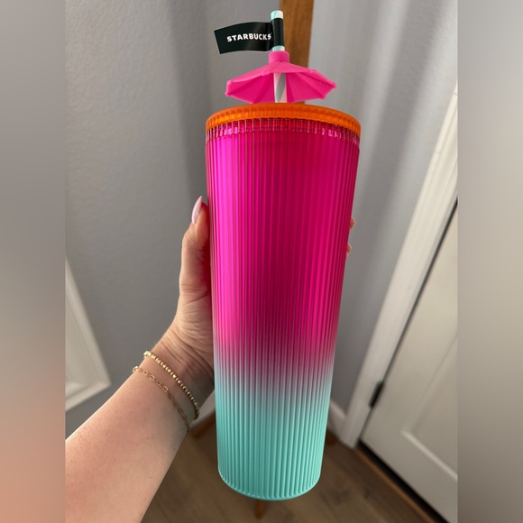 ☀️2025 Summer Starbucks Venti Gradient Cold Cup Tumbler w/Sun Umbrella Topper - Picture 3 of 6